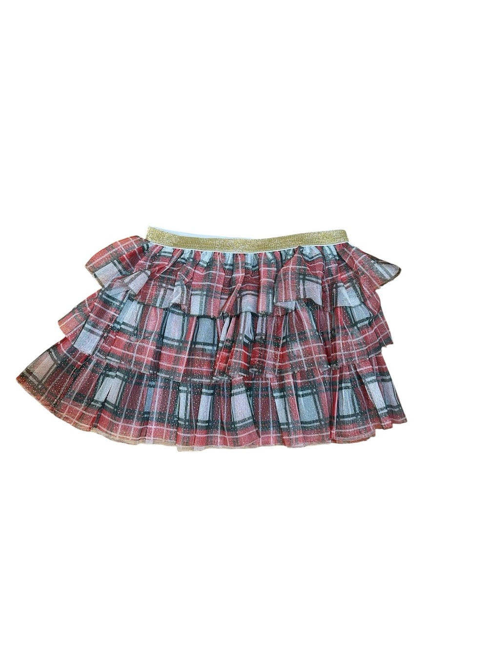 Sweet Wink Girls Plaid Sparkly Tiered Tutu Skirt Size 8-10Y